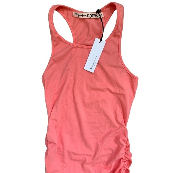 NWT Michal Stars Racerback Ruched Midi Tank Dress in Fresco - Picture 4 of 10